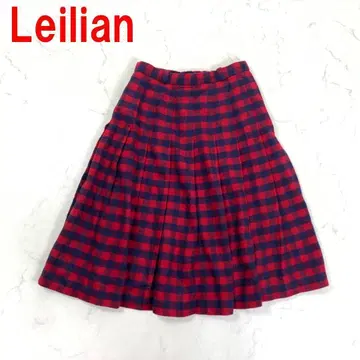 A5083 레리안 롱 스커트 울 체크 안감 있음 빨간색 11