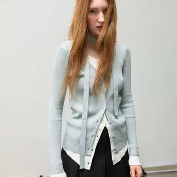 GENERAL IDEA Scarf layered cardigan MINT