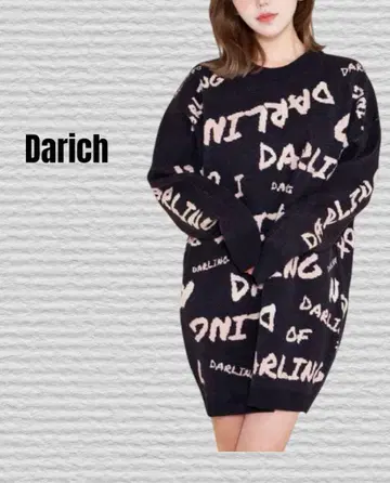 [ Darich ] 그라데이션 니트 풀오버 원피스 프리 사이즈 블랙