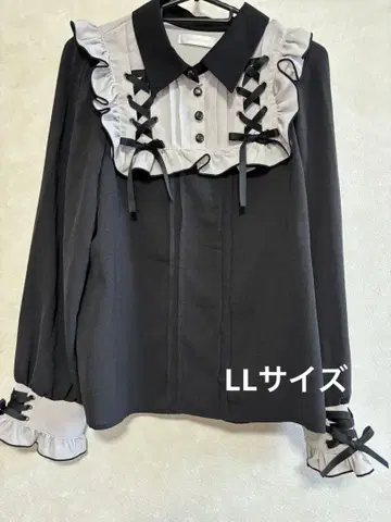 dearmylove 유메텐보 하토메 레이스업 요크 프릴 리본 블라우스