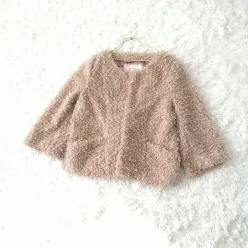 RyuRyu Picnic 크롭 기장 보아 퍼 자켓 38 베이지