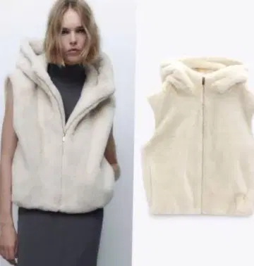 ZARA 미사용 새상품 인조 모피 베스트