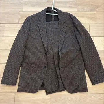 UNIQLO 브라운 체크 테일러드 자켓