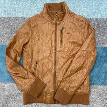 브라운 가죽 집업 자켓