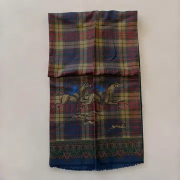 말 체크 무늬 실크 스톨