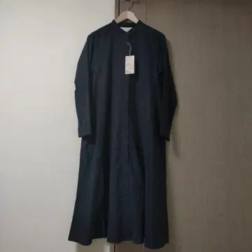 양면 기모 플란넬 스탠드 카라 긴팔 원피스 L 차콜 그레이 체크