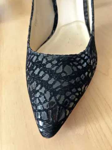 PECHINCHAR 페신샤 벨로아 레이스 펌프스 블랙 힐 6.5cm 36