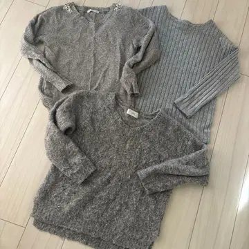 그레이 긴팔 니트 3종 세트