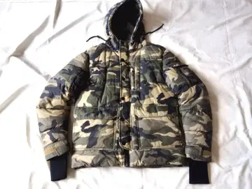 ZARA 카모플라쥬 패턴 카모 패턴 충전솜 다운 자켓 후드 부착