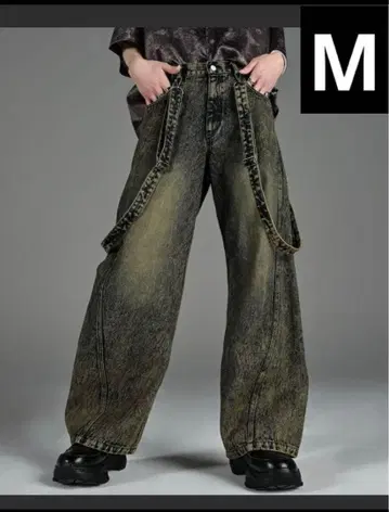 빈티지 메이크 커브 레그 3D 서스펜더 (탈부착 가능) 데님