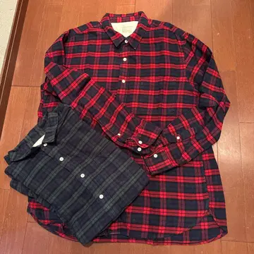 MUJI 플란넬 셔츠 포켓 부착 2장 세트 XXL