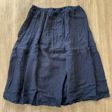 마키마로 스커트 팔다 네이비 나염 린넨