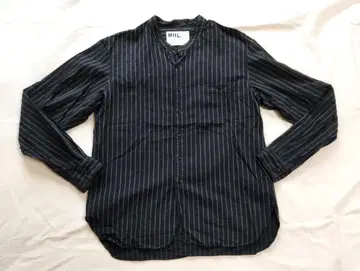 MHL. 마가렛호웰 밴드 카라 셔츠 스트라이프 S 블랙