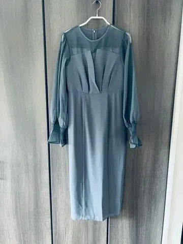 시스루 원피스 블루 그레이 L
