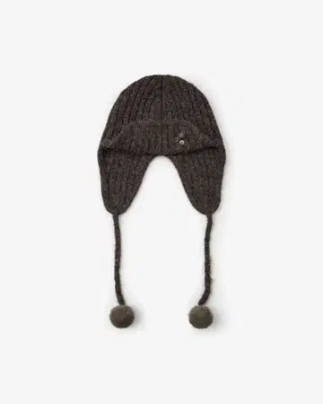 aeae 귀도리 니트 모자 비니 브라운 플라이트 니트 모자 모자