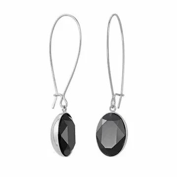 스와로브스키 귀걸이 블랙 오벌 퍼즐컷