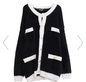 CavariA 샤기 니트 배색 긴팔 가디건 M