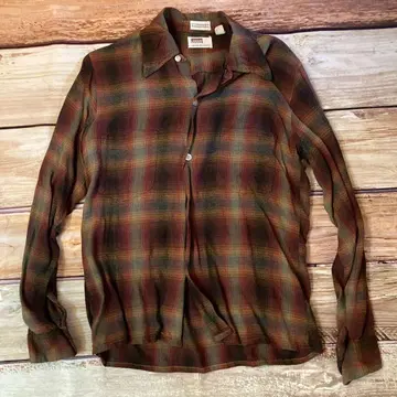 60s Montgomery Ward 옴브레 레이온 체크 셔츠