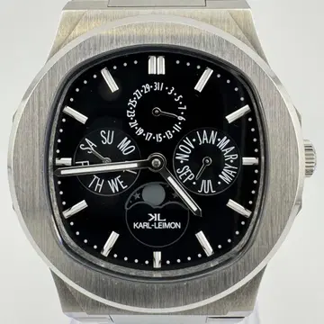 레어 새상품급 칼레이몬 마제스티 블랙 다이얼 남성용 쿼츠 손목시계