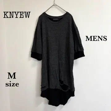 남성용 [뉴] 티셔츠 두꺼운 원단 [M] 데미지 가공 레이어드 스타일