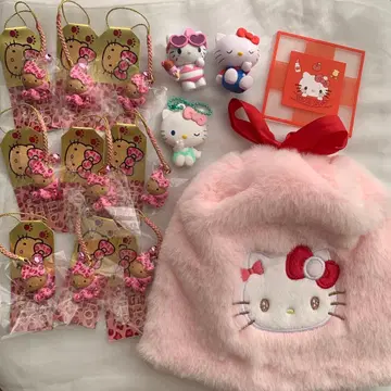 헬로키티 복조리 스트랩 레오파드 무늬 일광화상 마스코트