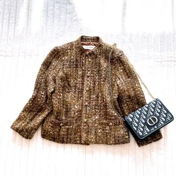 MILANO 그랑야마키 노카라 자켓 M 브라운 골드 버튼