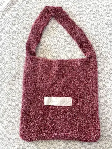 [ BEAMS BEAMS HEART ] 라멜로고 니트 백 핑크 토트