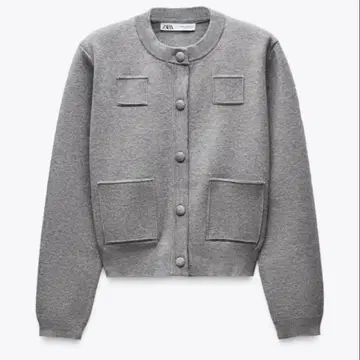 ZARA 플레인 니트 자켓 패디드 숄더 S