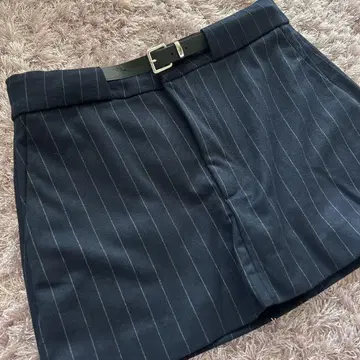 네이비 스트라이프 벨트 세트 타이트 스커트 ZARA