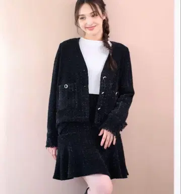 MISCH MASCH 2024 가을/겨울 신상 라메 트위드 자켓 블랙 M