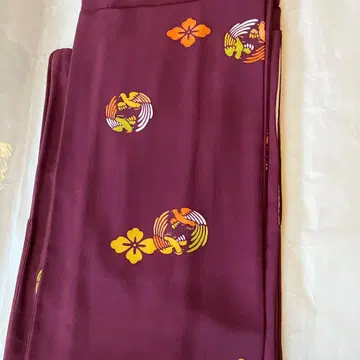 시마카메 보라색 꽃무늬 코몬 기모노