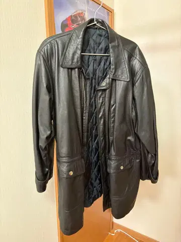 블랙 가죽 롱 코트 가죽 자켓