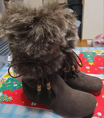 브라운 퍼 포함 롱 부츠 LL 사이즈