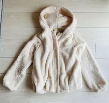 니나뮤우 플리스 보아 자켓 F 화이트 후드 부착