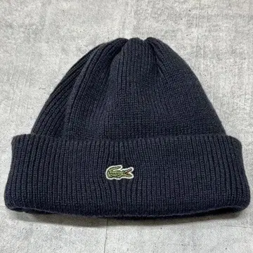 LACOSTE 리브 니트 모자 악어 와펜 원 포인트 네이비 라코스테