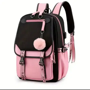 핑크 x 블랙 스쿨 백팩 귀여운 백팩 럭색