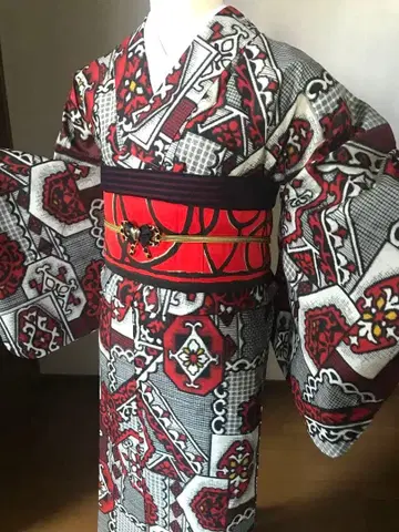 명선 앤티크 기모노 히토에 모던한 아르누보