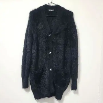 새상품급 MARY QUANT 샤기 니트 블랙 가디건 데이지