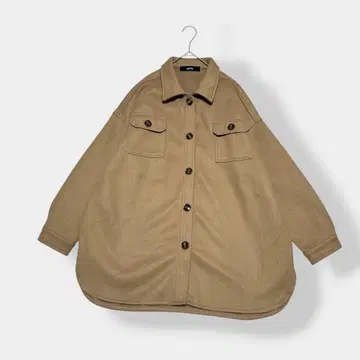 AS KNOW AS 아즈노우아즈 두꺼운 원단 기모 셔츠 자켓 브라운 F
