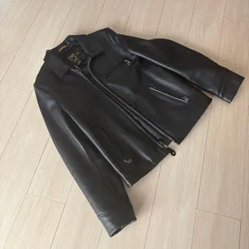 Schott 블랙 가죽 싱글 라이더 38