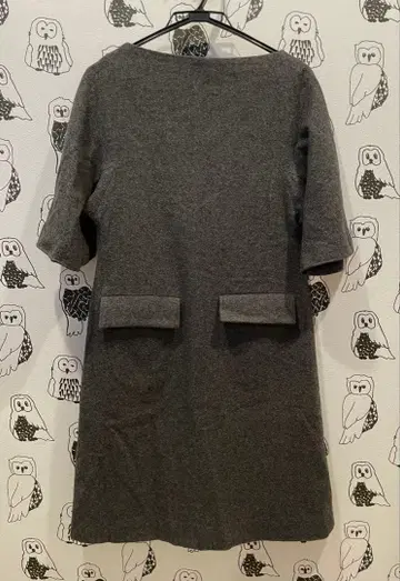 HANNASCHYGULLA Kazsaito 그레이 무릎 기장 반팔 원피스