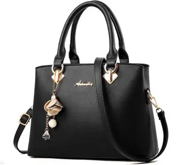 숄더백 핸드백 여성용 사선 가죽 빅 용량 블랙