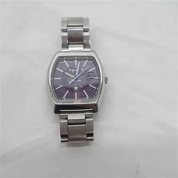 에네스베 스퀘어 페이스 퍼플 계열 스테인리스 스틸 남성용 손목시계