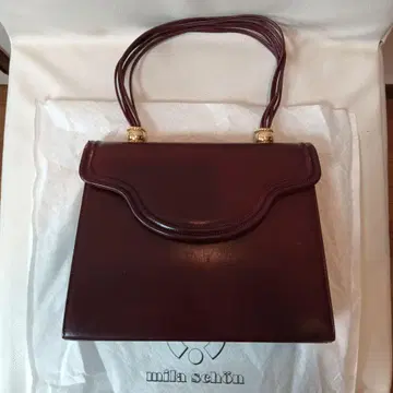 미러션 버건디 가죽 핸드백
