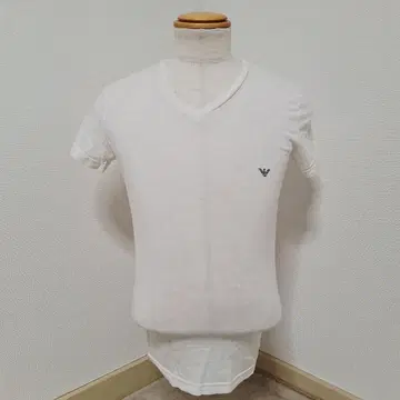 EMPORIO ARMANI V넥 반팔 티셔츠 [M] 화이트