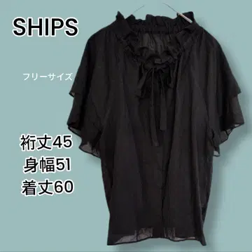 SHIPS 프리 사이즈 반팔 셔츠 블랙