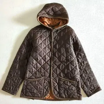 라벤햄 퀼팅 자켓 후드 영국제 브라운 오렌지 36