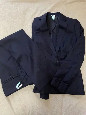 수트 컴퍼니 네이비 체크 수트 셋업 울 100% 34.36