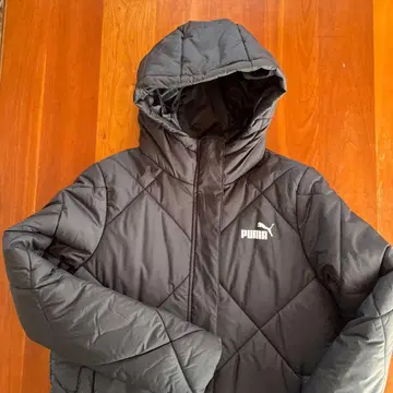 PUMA 퀼팅 다운 코트 블랙