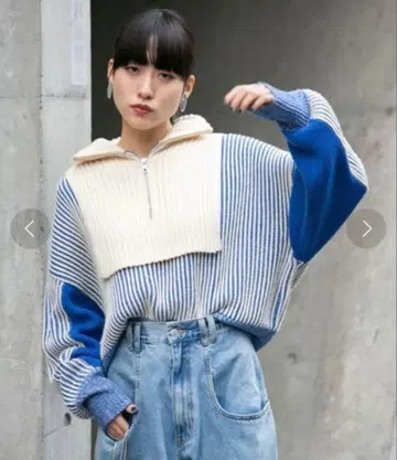 KBF 레이어드 하프 ZIP 니트